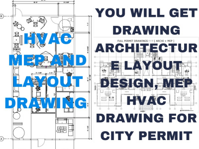 Drawing architecture layout design, MEP HVAC drawing for city permit
