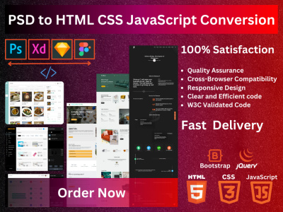 Psd to html css javascript responsive website design | Upwork