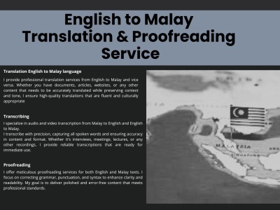 Manual high quality, accurate & reliable English to Malay translation