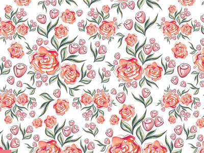 Custom digital hand-drawn watercolor pattern for textile or any surface
