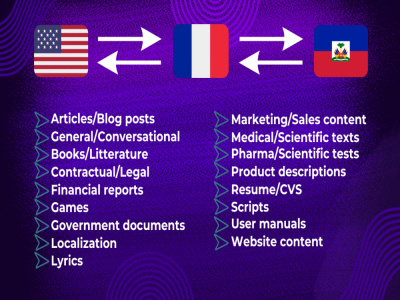 A native translation between English, French and Haitian Creole