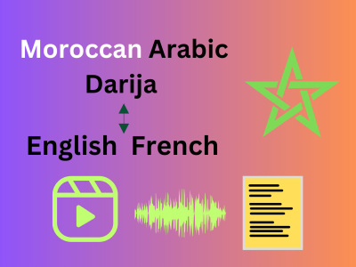 Videos with subtitles or SRT files: English-Moroccan Arabic Darija-French.