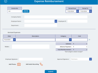 PowerApps Expense Tracker for Organization