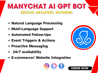 Manychat AI GPT Social Media Chatbot Built for Ecommerce, business website