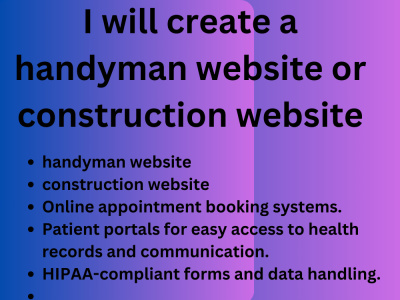 Create a handyman website or construction website