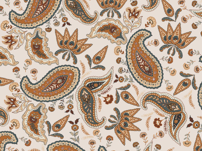 Hand drawn intricate paisley design for fashion
