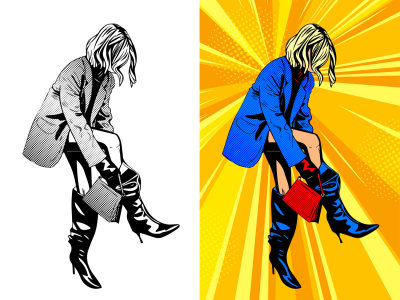 Cool bright and attractive pop art portrait or image of any objects