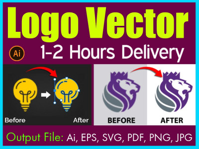 Vector tracing- Recreate logo - Ai, EPS, SVG, PNG by Adobe Illustrator