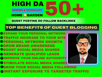 High DA, DR Internet & Technology Home and Garden guest posting backlinks