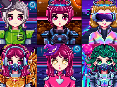 Pixel art character illustration for game, avatar, nft