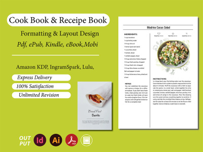 Recipe Book, Ebook, Cook Book Layout Design for Amazon/Ingram Spark/ Lulu