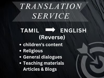 Professional translation work from English to Tamil(Reverse)