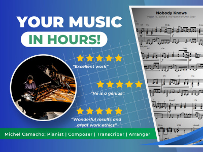 A professional and accurate transcription of your music