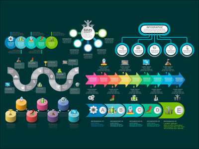 Business flowcharts and infographics.