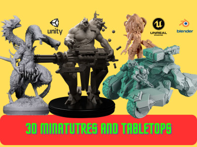 3d character miniature and tabletop, figurine toy design for 3d printing