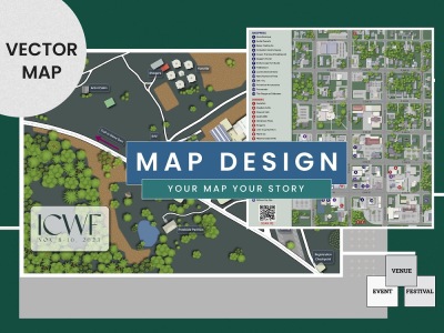 Custom vector map design for event, festival, venue, city, site, layout map