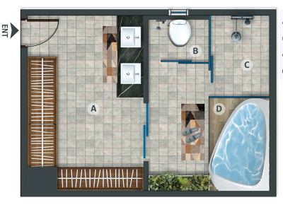 Bathroom layout Plan. and 3D Rendering. | Upwork