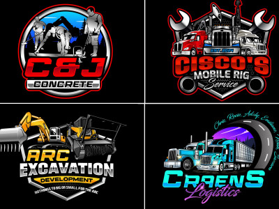 Logistics, trucking, plumbing, towing, hauling, and transport logo design