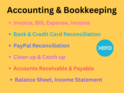 Bookkeeping, bank reconciliation and clean up services using xero