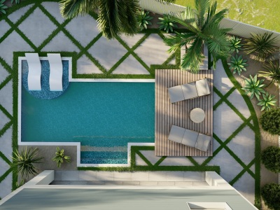 A Cozy landscape design and 3D Visualization for your space.
