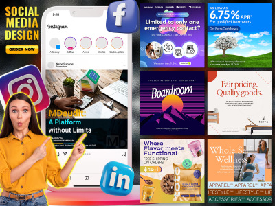 Attractive carousel posts ads for Facebook, Instagram and Linkedin