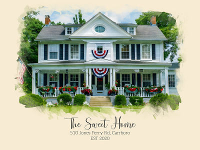 Custom Watercolor House Portrait, Watercolor House Painting