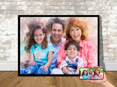 A stunning custom watercolor portrait from your photo!