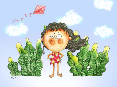 Children book illustrations in Doodle style, Freehand digital