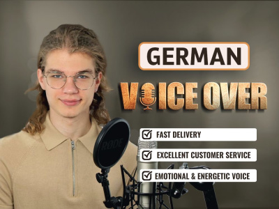 An energetic and crisp german male voice over for your podcast