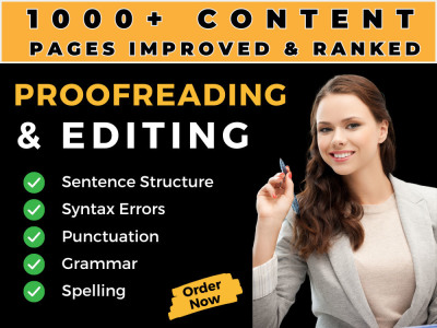 IMMACULATE Content With Proofreading & Editing (Spell Check, Grammar Check)
