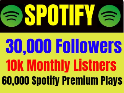 30,000+ Spotify Followers, 10k Spotify Plays | Spotify Music Promotion