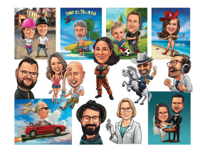 High-quality cartoon caricature of people