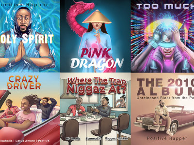 Trendy cartoon album cover illustrations
