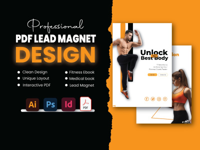 Health fitness ebook design workout plan pdf lead magnet, workbook freebie
