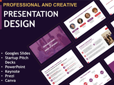 Presentation specialist, Google slides, Sales presentation, PPT deck, Prezi
