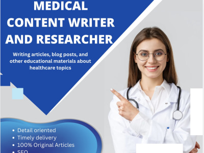 Healthcare & Medical Writer, Researcher & Health expert for blog article