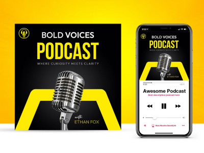 A creative podcast cover design, podcast cover artwork