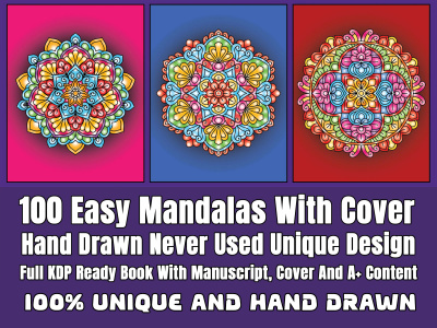 100 Never Used Hand Drawn Unique Easy Mandalas Coloring Page With Cover