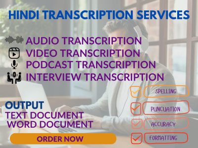 Hindi transcription (Human) - 1 hour with 100% accuracy