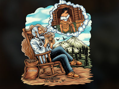 An awesome hand drawn illustration design or vintage cartoon logo design