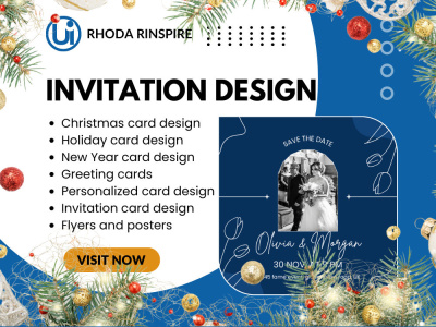 A Custom Christmas Card Design, Holiday Card Design, and Invitation Cards