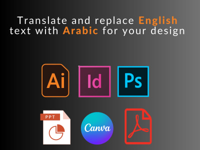 A professional Arabic version of your design in Adobe, AI, PS, Canva or PDF