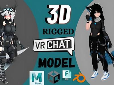 Vrchat avatar, furry avatar, fursona, anime, 3d model for vtuber, animaze