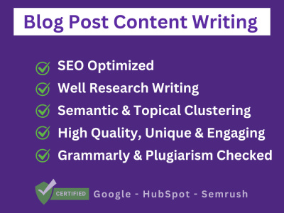 Engaging SEO Blog Post Article Writing, Blog Content Writing & Optimization