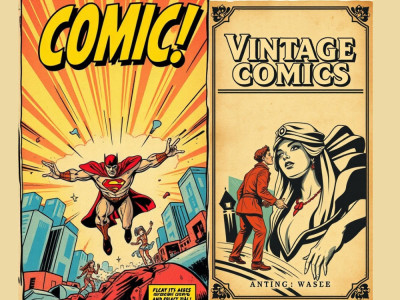 Vintage comic page | vintage illustration | vintage book cover | retro art