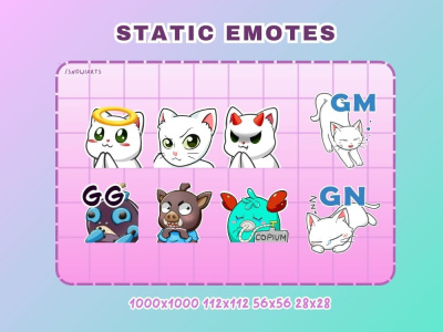 A custom static and animated cute emotes for twitch and discord