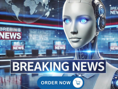 AI breaking news spokesperson for any occasion, language, tv channel intro