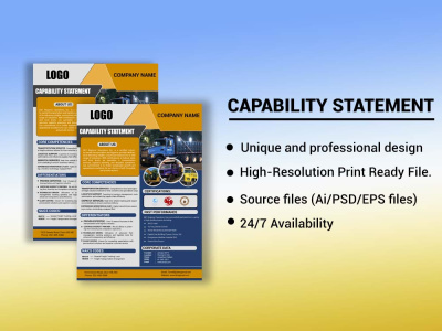 Creative capability statement and business flyer design, business card ...