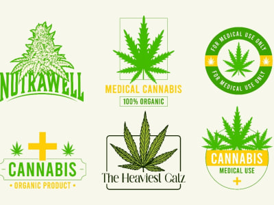 Medical cannabis weed marijuana hemp cbd oil logo design