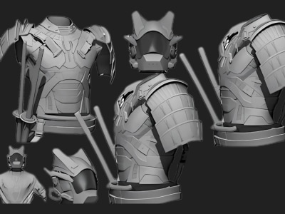 Sculpt 3d armor cosplay model 3d weapon wearable cosplay prop for 3d print